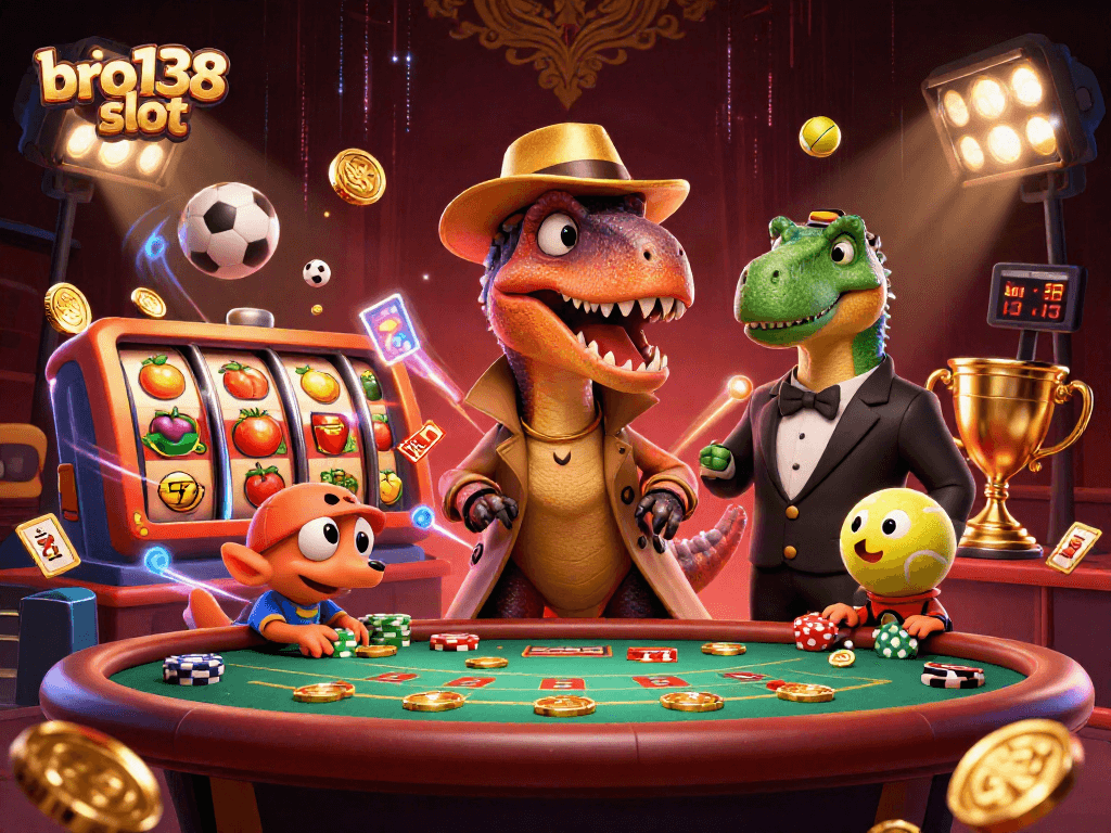 Experience thrilling action at the bro138 slot with a unique velociraptor and stegosaurus dynamic scene.