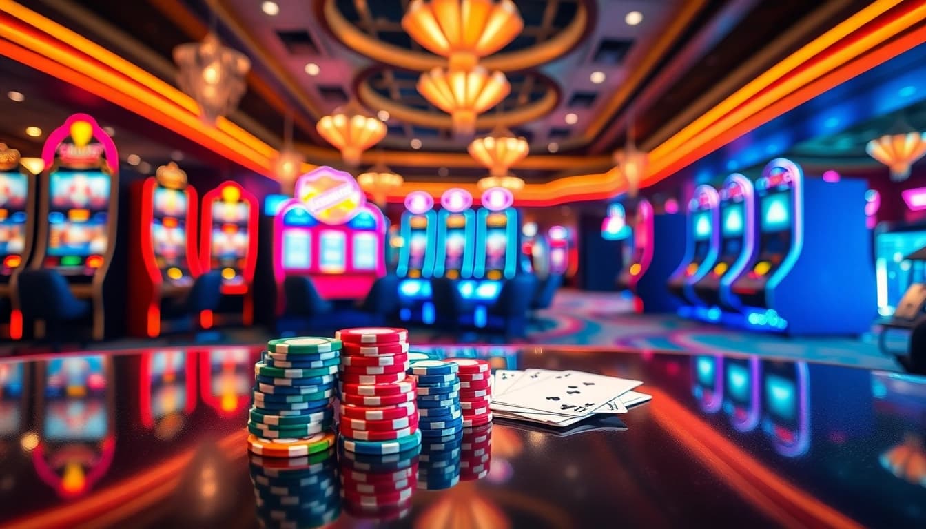Kunjungi bun togel dengan mesin slot yang berkilau dan chip berwarna-warni.
