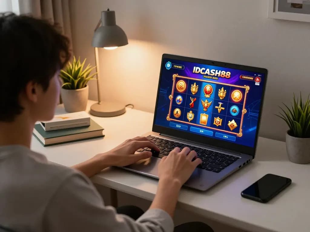 Engaging gameplay on IDCASH88 online slots, showcasing vibrant graphics and a cozy atmosphere.