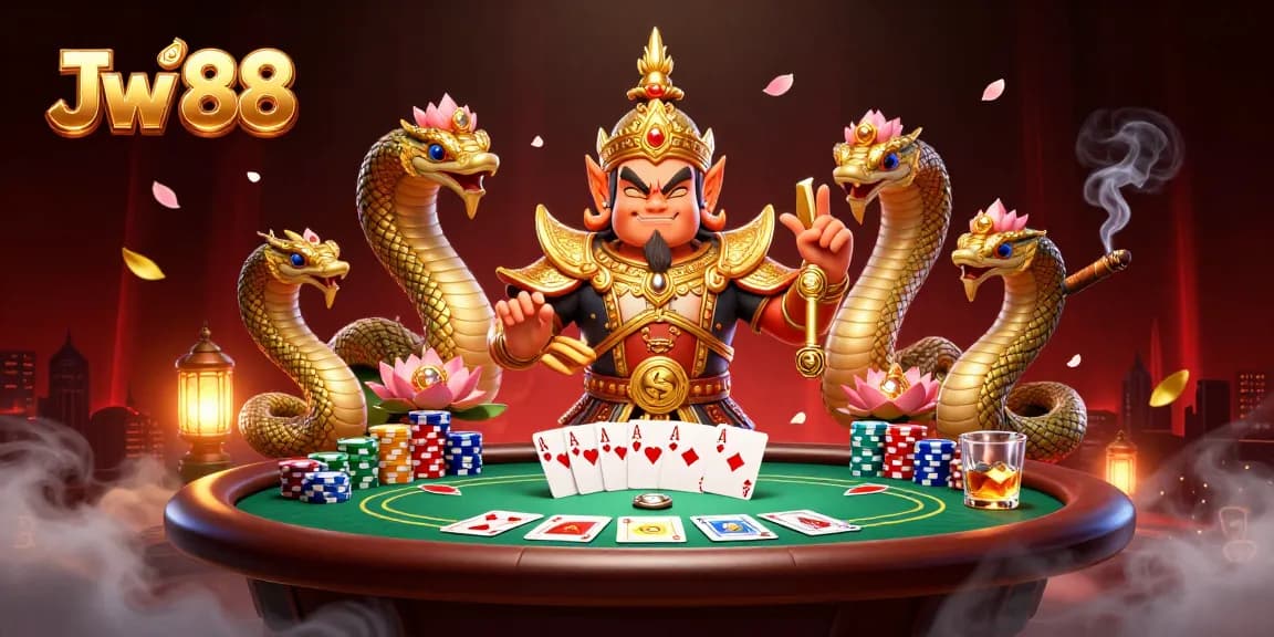 Engage with Jw 88 in an exhilarating poker scene filled with vibrant game elements and rich character detail.