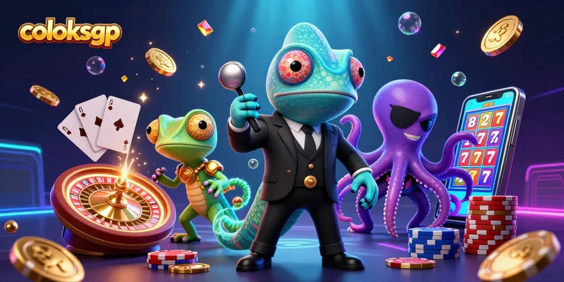 Menghadirkan coloksgp dengan chameleon, gecko, dan gurita di kasino digital yang penuh harta karun.