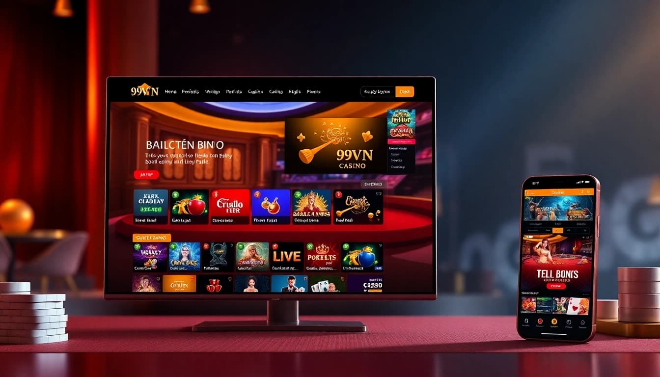69VN online casino interface showcasing popular games and promotions in a luxurious atmosphere.