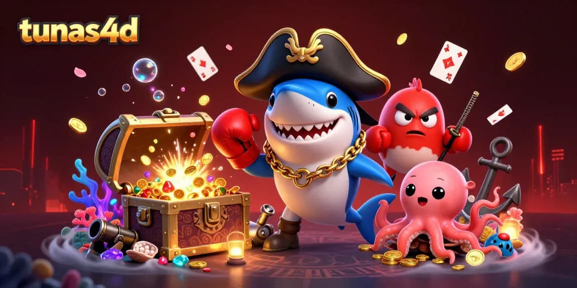 Experience thrilling fun with tunas4d's animated underwater casino featuring a shark, pufferfish, and octopus!