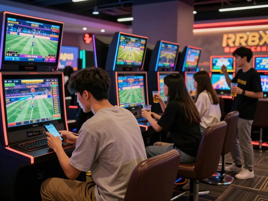 Dynamic RR88 online betting experience with engaged players in a vibrant gaming lounge.
