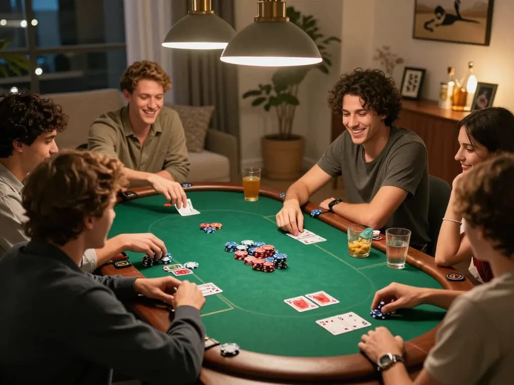 Experience thrilling poker gameplay with friends at home during a samsonbet86 game night.