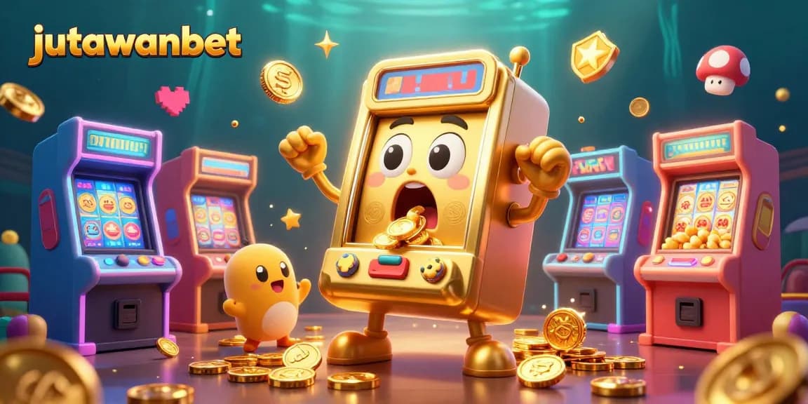 Watch the jutawanbet slot machine celebrate its jackpot amidst colorful gaming elements!
