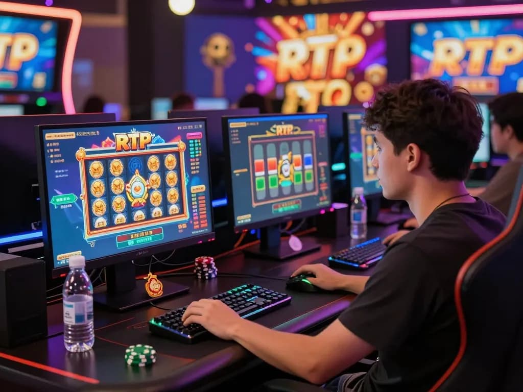 Pemain yang terlibat fokus pada permainan data RTP Mahjong Ways, menampilkan pengaturan permainan yang mencolok dan lingkungan yang mengasyikkan.