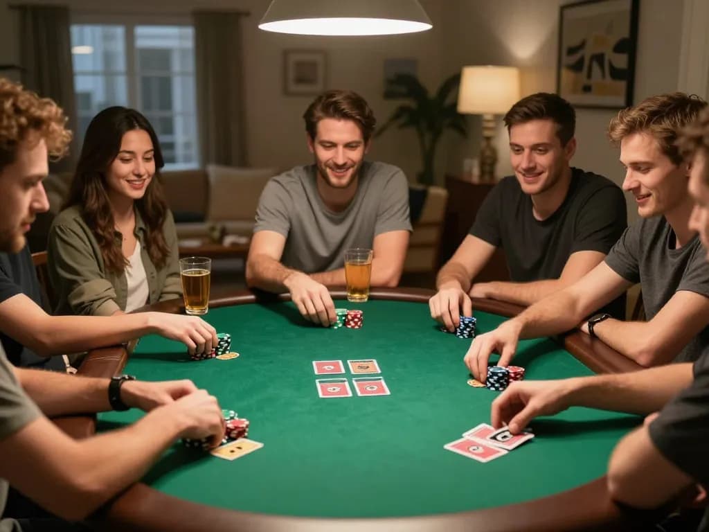 Bermain poker di rumah dengan teman menggunakan strategi ondel4d, memperlihatkan semangat dan kebersamaan.
