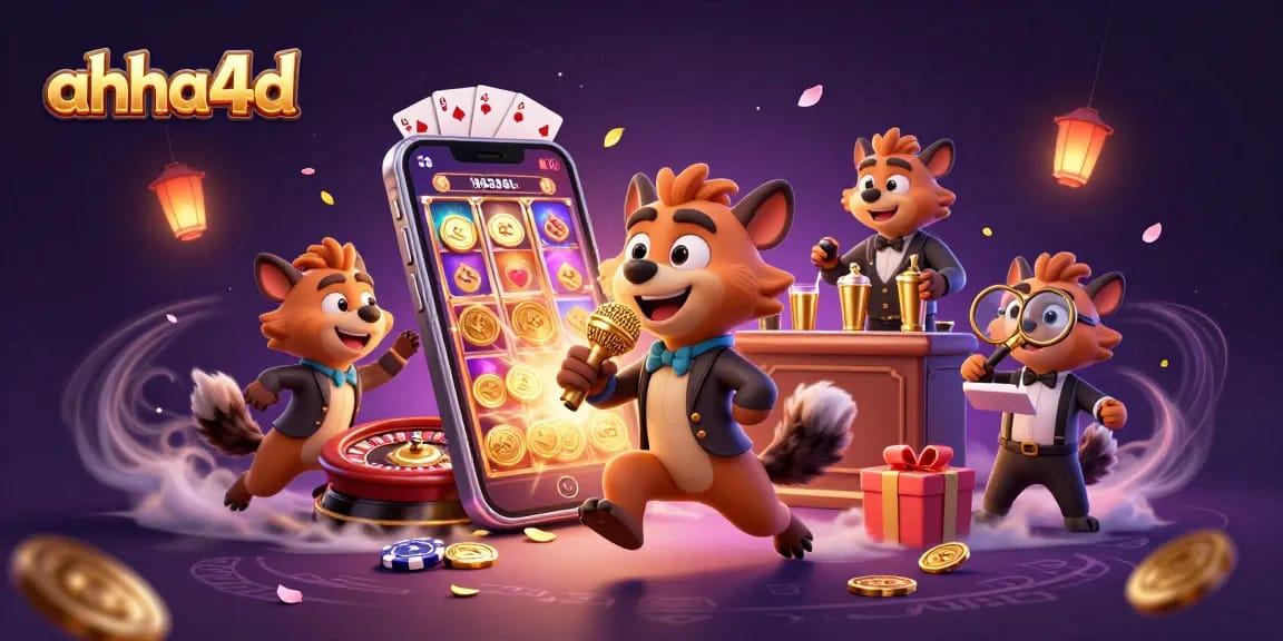Ahha4d menyajikan kasino komedi dengan hyena sebagai bartender dan pelawak.