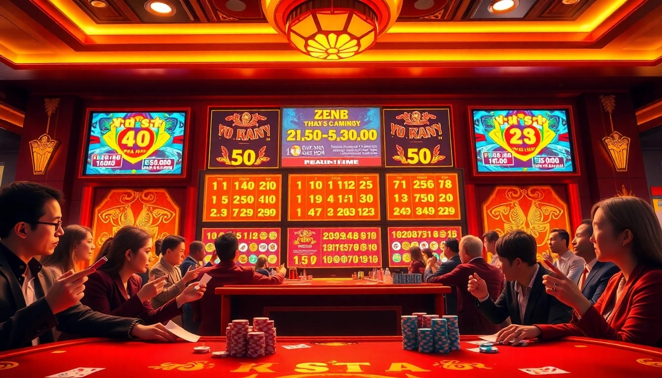Xổ số 3 miền hôm nay reveals winning numbers at a vibrant lottery counter filled with eager players.