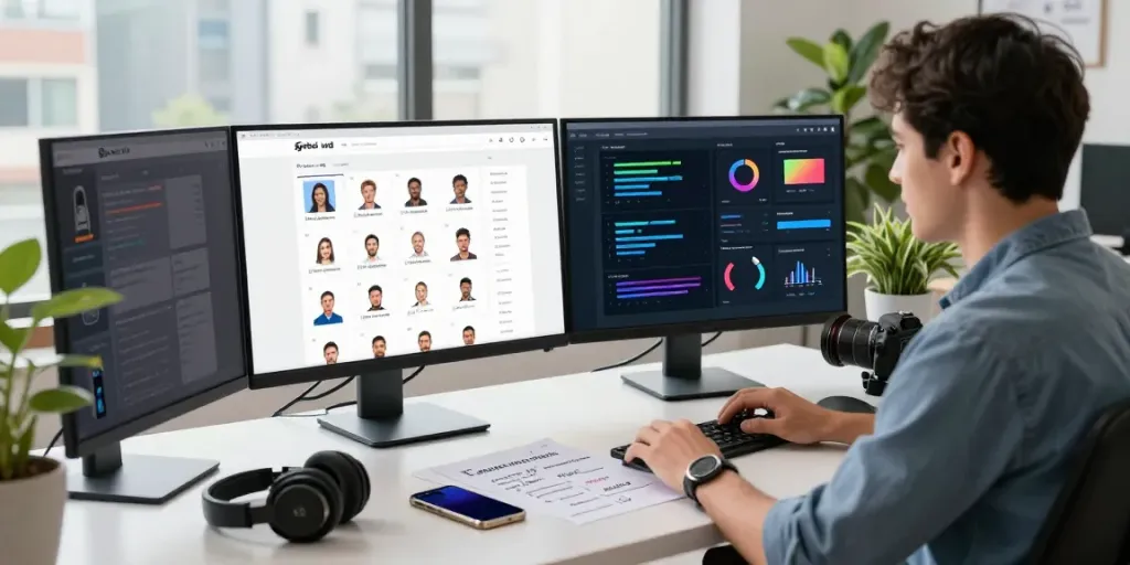 Entrepreneur analyzing jebol wd product data in a modern workspace.
