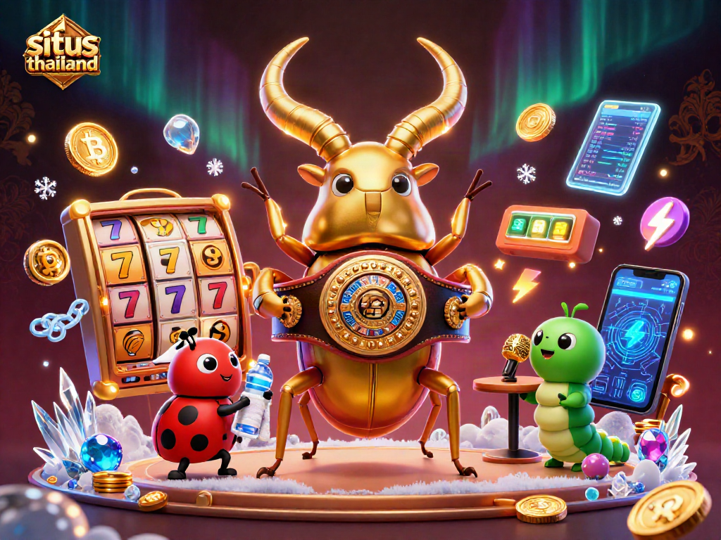 Engage with situs thailand in an exciting slot showdown featuring a champion beetle and dynamic casino elements.