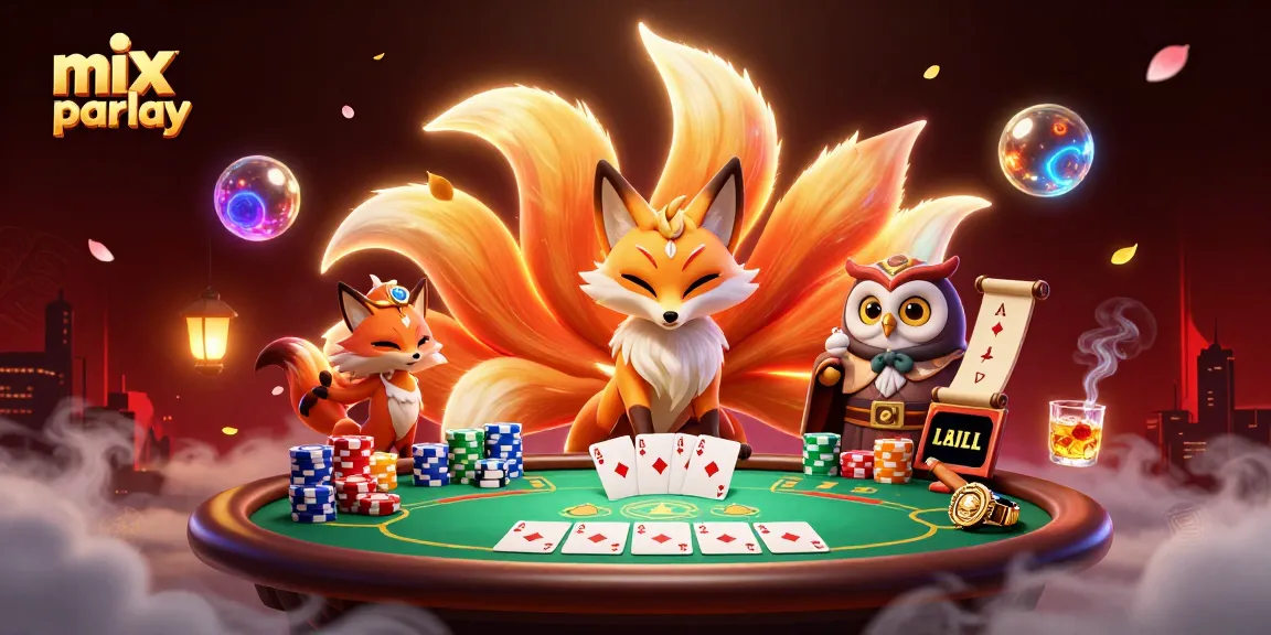 Menangkan mix parlay dengan karakter menarik dan elemen kasino yang dinamis dalam ilustrasi 3D.