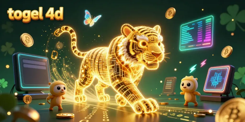Experience the thrilling world of togel 4d with a neon 3D tiger in a vibrant casino.