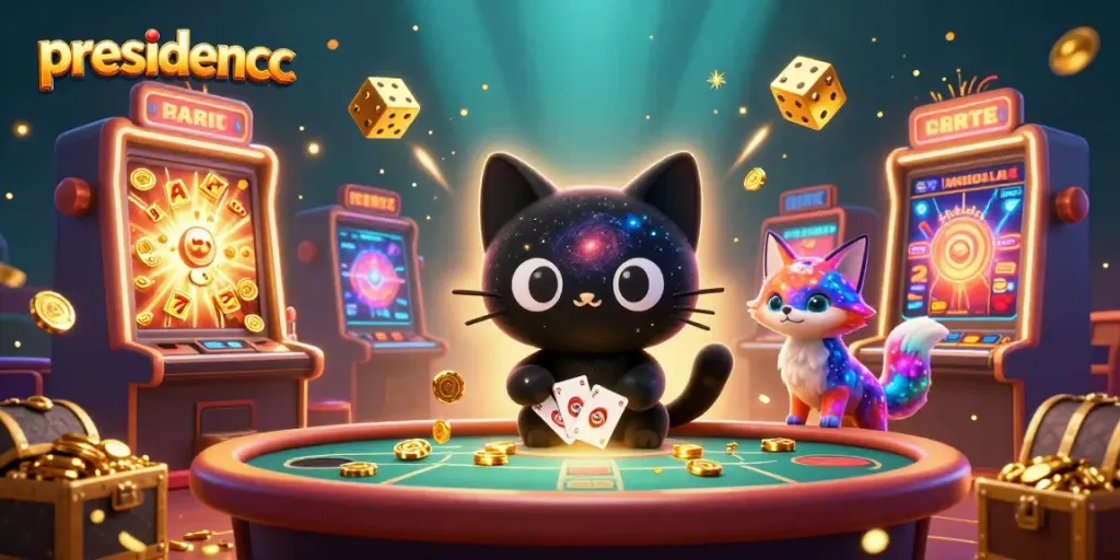 Experience thrilling gameplay at presidencc's vibrant cosmic casino table with striking characters and dynamic action.