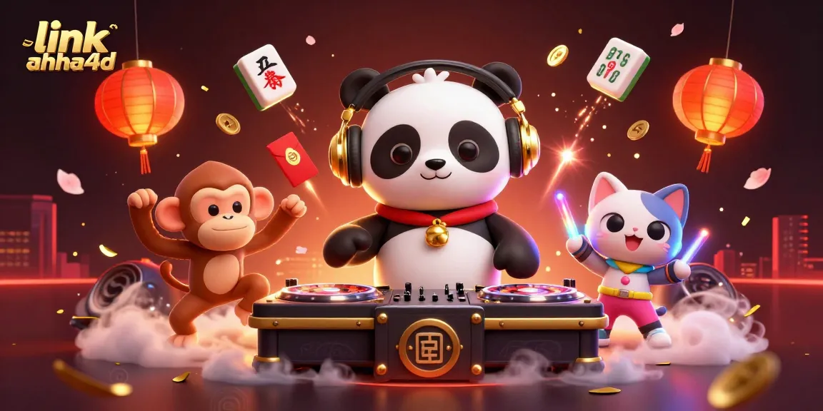 Menggunakan link ahha4d untuk merasakan keseruan dengan DJ panda dan elemen perjudian interaktif.