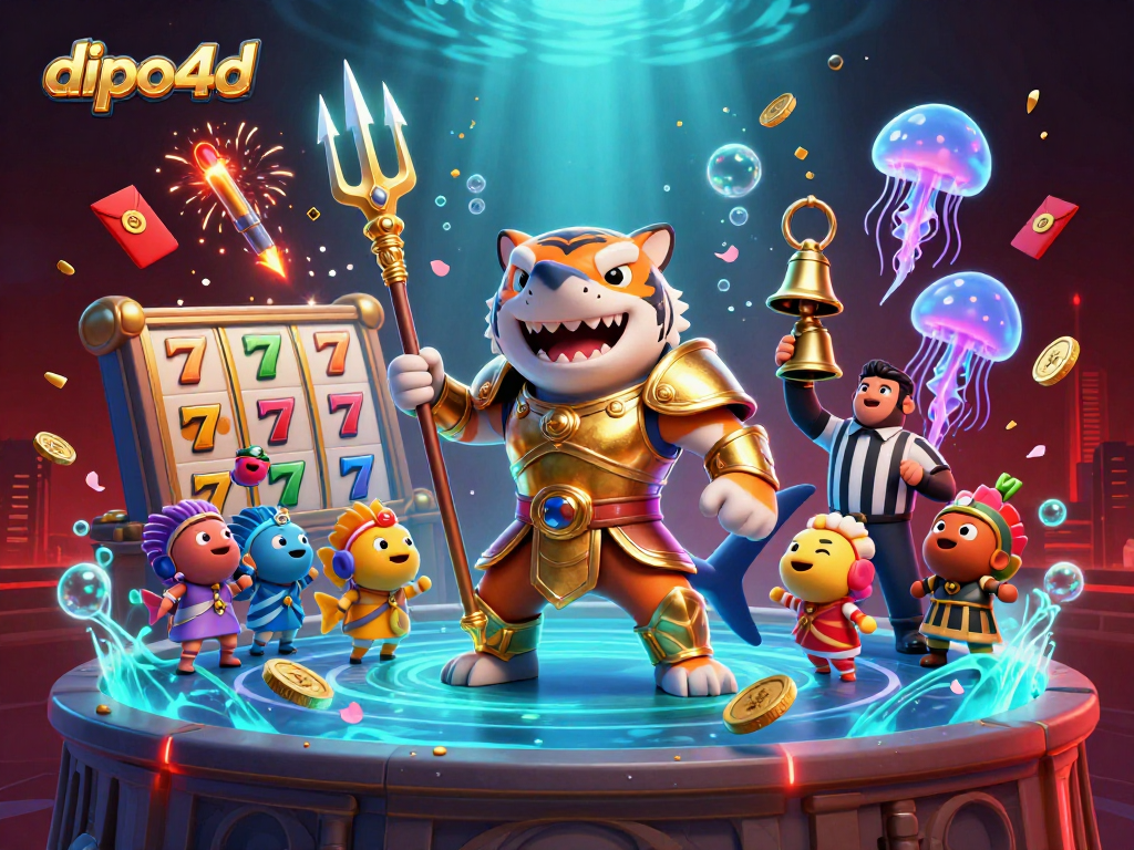 Experience thrilling gameplay at dipo4d with vibrant slot machines and a powerful shark character