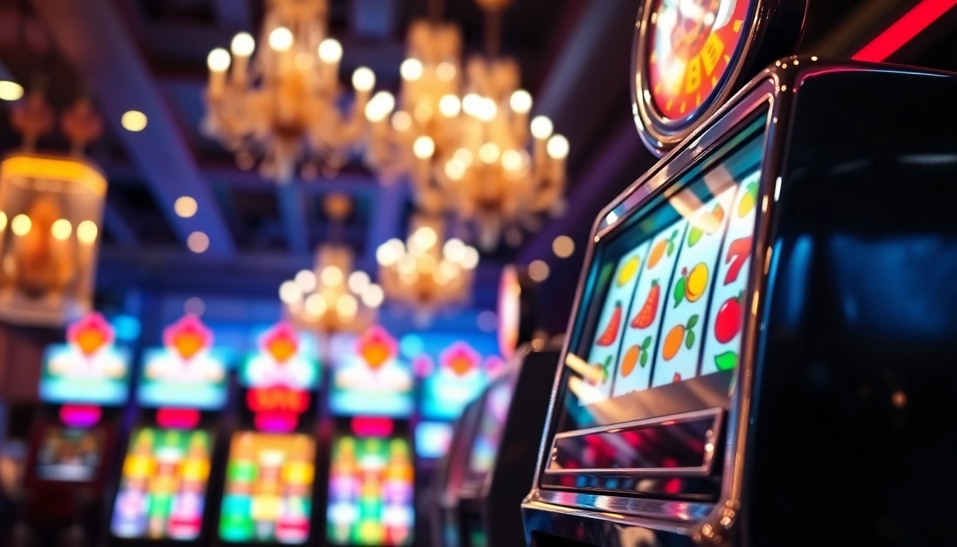 Main slot machine in a vibrant casino atmosphere, emphasizing excitement and entertainment.
