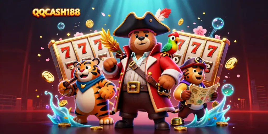 Experience thrilling gameplay at QQCASH188 with dynamic slot reels and vibrant characters