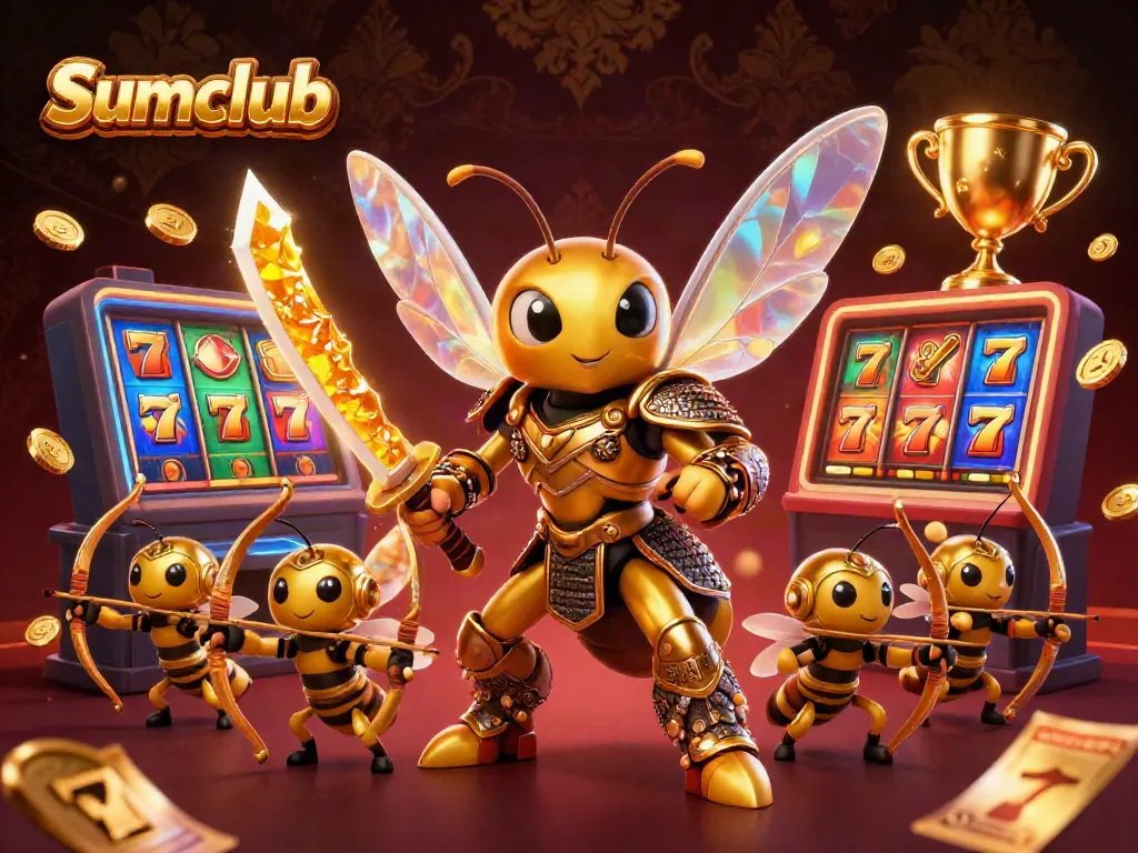 Engage in thrilling gameplay with Sumclub's giant hornet samurai and dynamic casino elements.