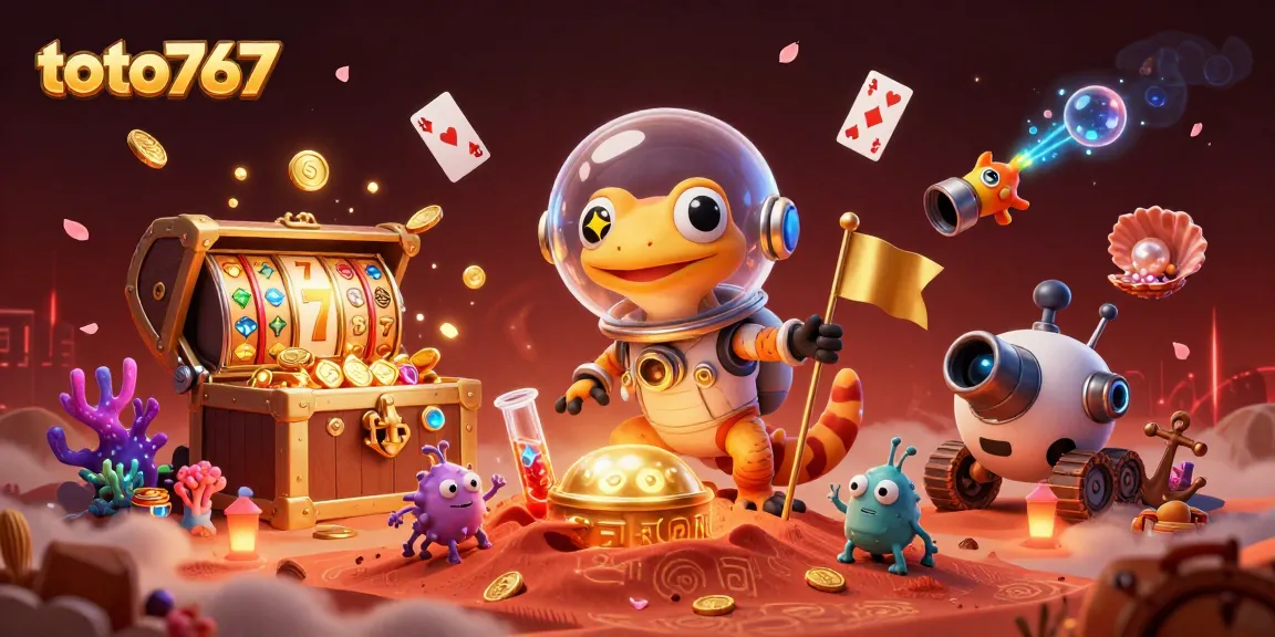 Toto767 mengungkap kasino emas di Mars dengan pemandangan ikan dan permainan slot.