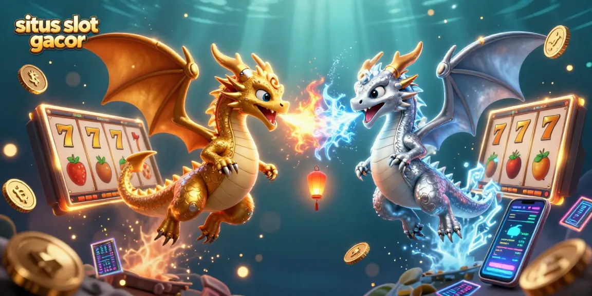 Sparking excitement, situs slot gacor illustrates dragons amidst slot game elements and cryptocurrency