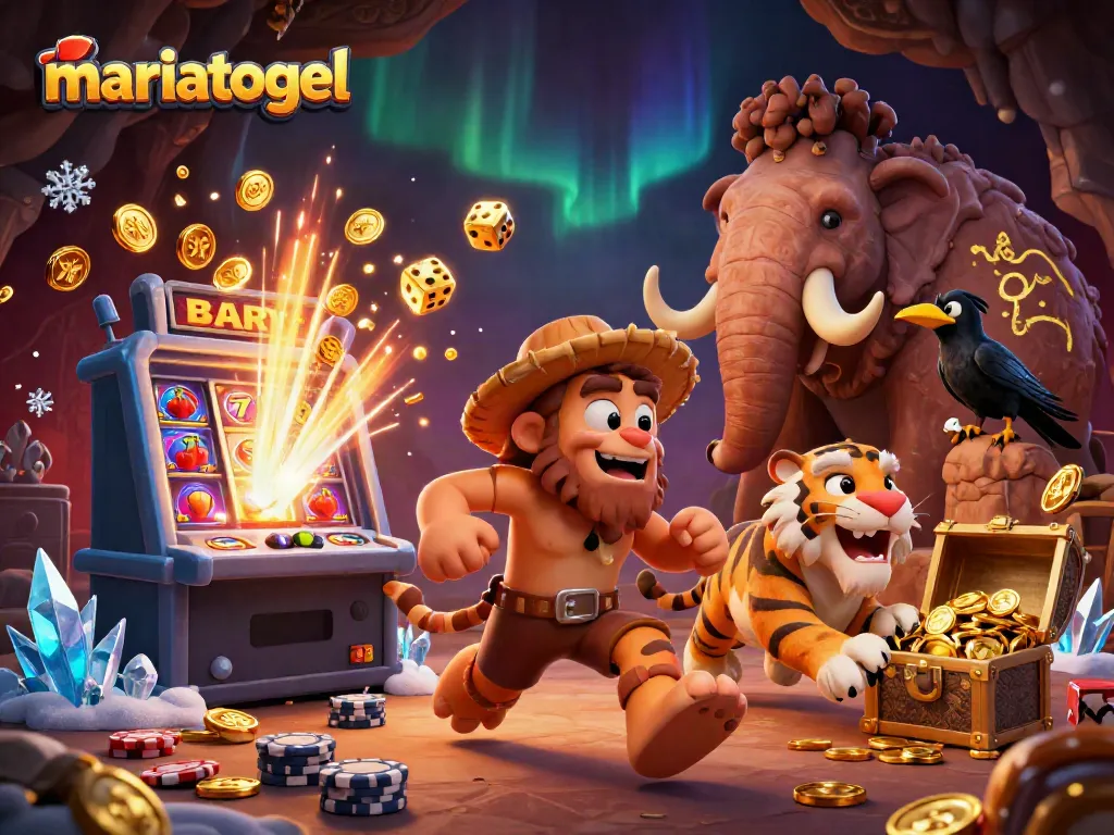 Engage in thrilling gameplay with mariatogel featuring a vibrant prehistoric casino scene.