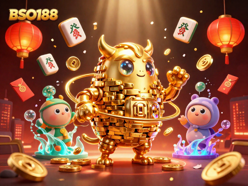 Play and win with BSO188 at an immersive online casino environment filled with gold and magic.