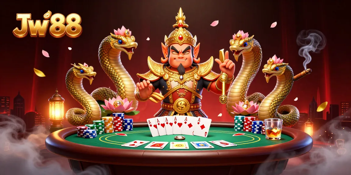Engage with Jw 88 in an exhilarating poker scene filled with vibrant game elements and rich character detail.