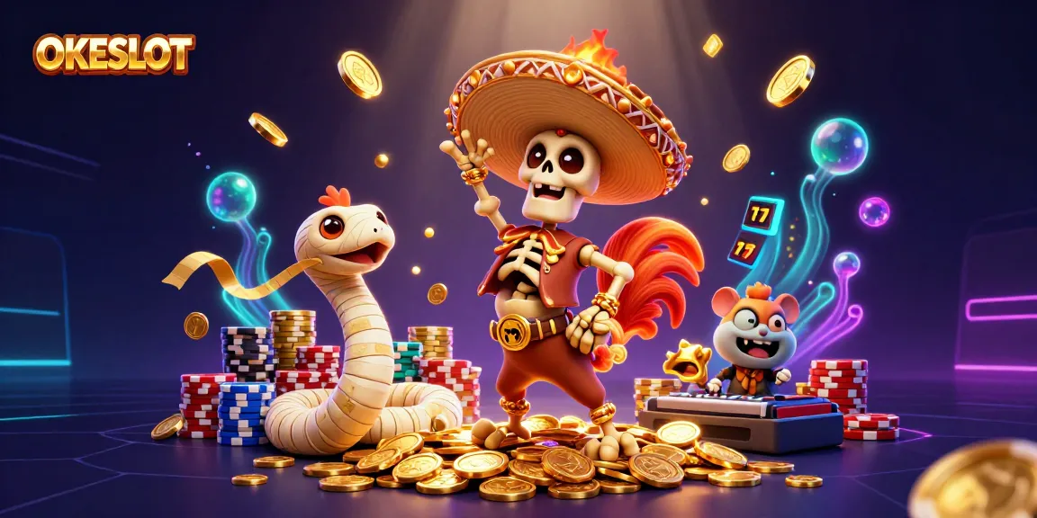 Permainan slot OKESLOT menampilkan rangkaian karakter kartun 3D yang meriah dan menguntungkan