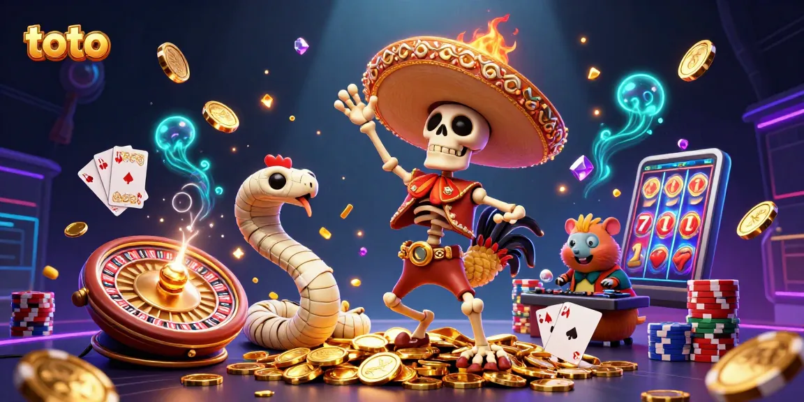 Merayakan kemenangan dengan toto, tengkorak mariachi, ular mummy, dan hamster zombie DJ di kasino.