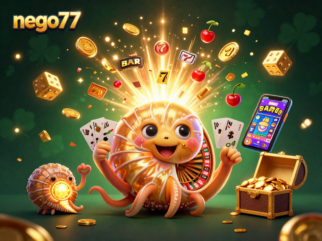 Win big with nego77 and enjoy thrilling casino games in this vibrant 3D illustration.