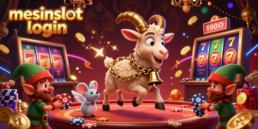 Experience the excitement of mesinslot login with a lively casino environment featuring krampus, gremlins, and festive elements.