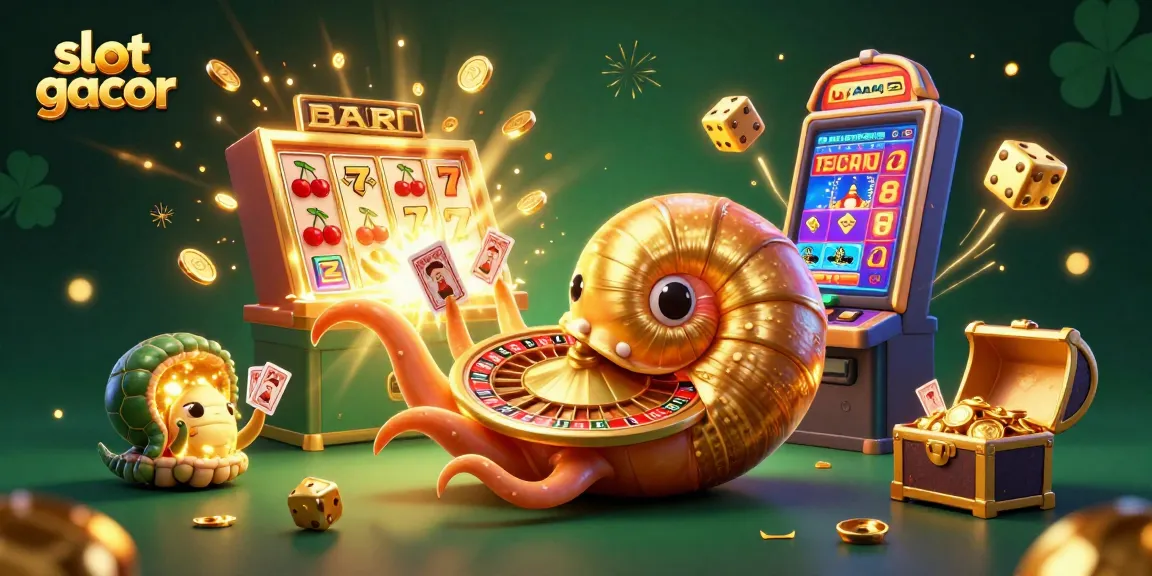 Spin the slot gacor reel with a dazzling 3D casino scene filled with colorful symbols and luck.