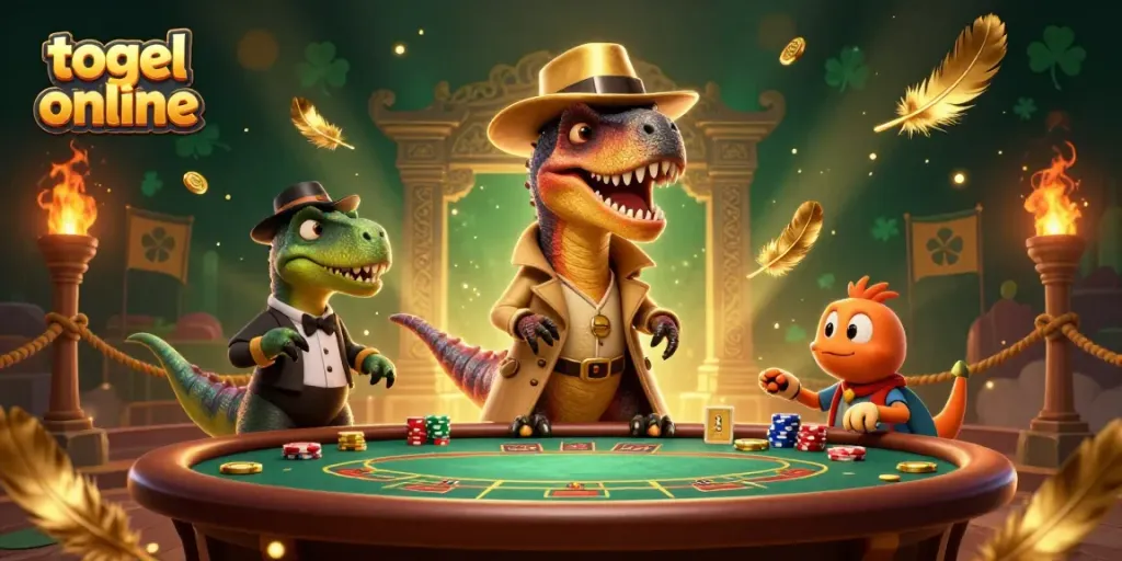 Bermain togel online dengan karakter dinasaurus yang lucu di meja blackjack.