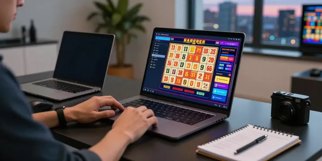Ratutogel, situs togel dan slot gacor, terlihat pada layar laptop pemain yang fokus.