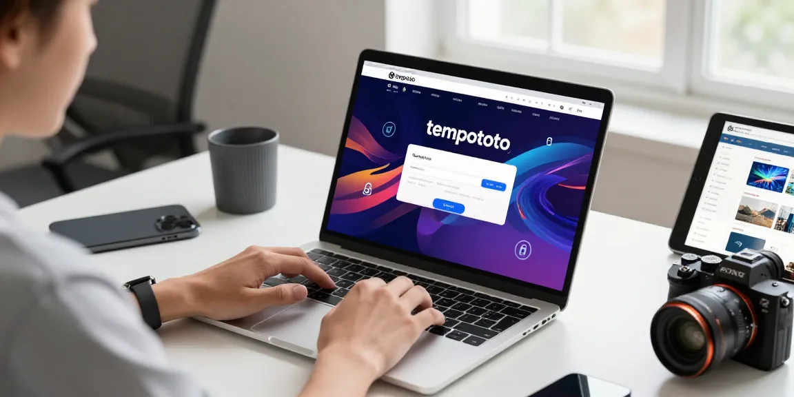 Engaging user logging into tempototo platform on modern laptop in a stylish workspace.
