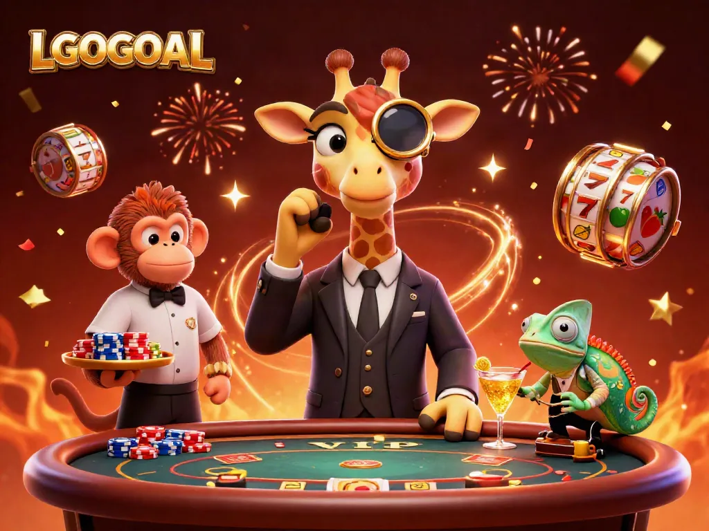 Engage with LGOGOAL's exciting gaming experience featuring vibrant characters and casino elements.