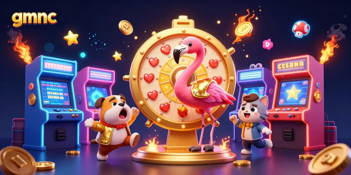 Spin the giant prize wheel with gmnc at this exciting casino game show scene!