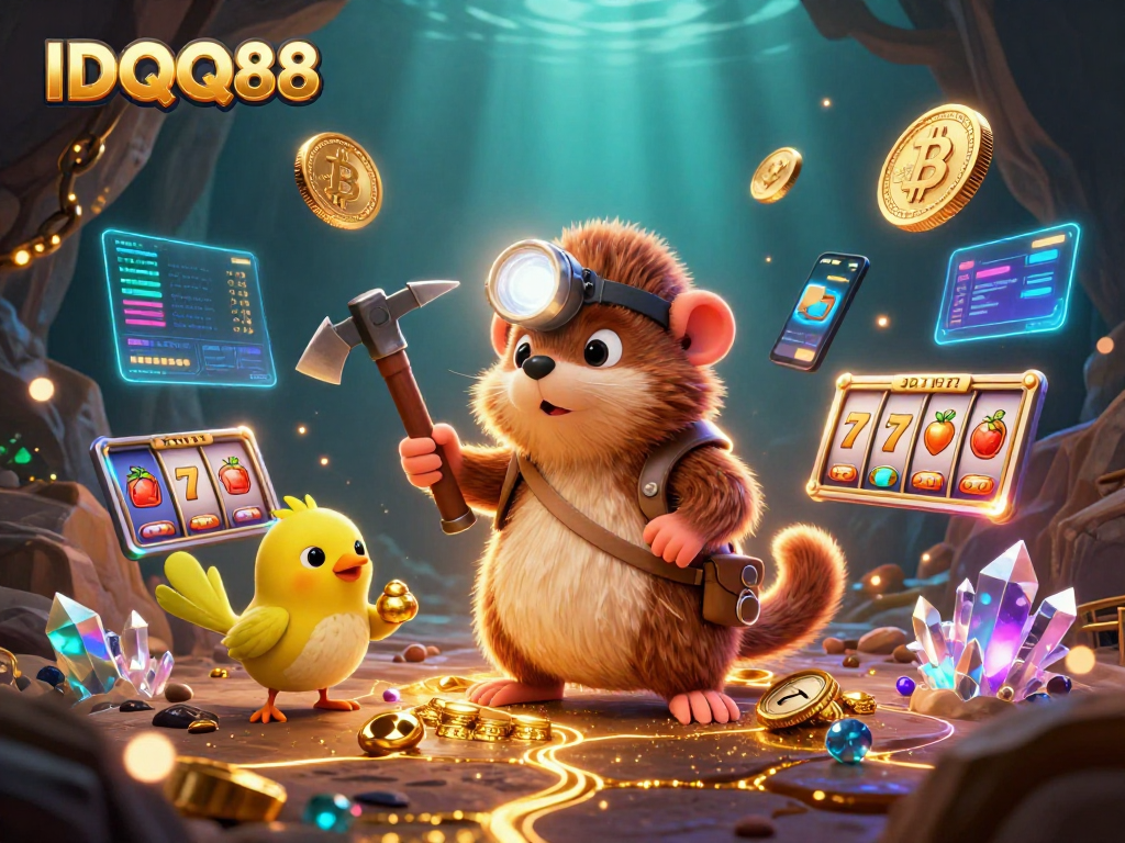 Mining jackpots and crypto treasures with IDQQ88 in a vibrant casino scene
