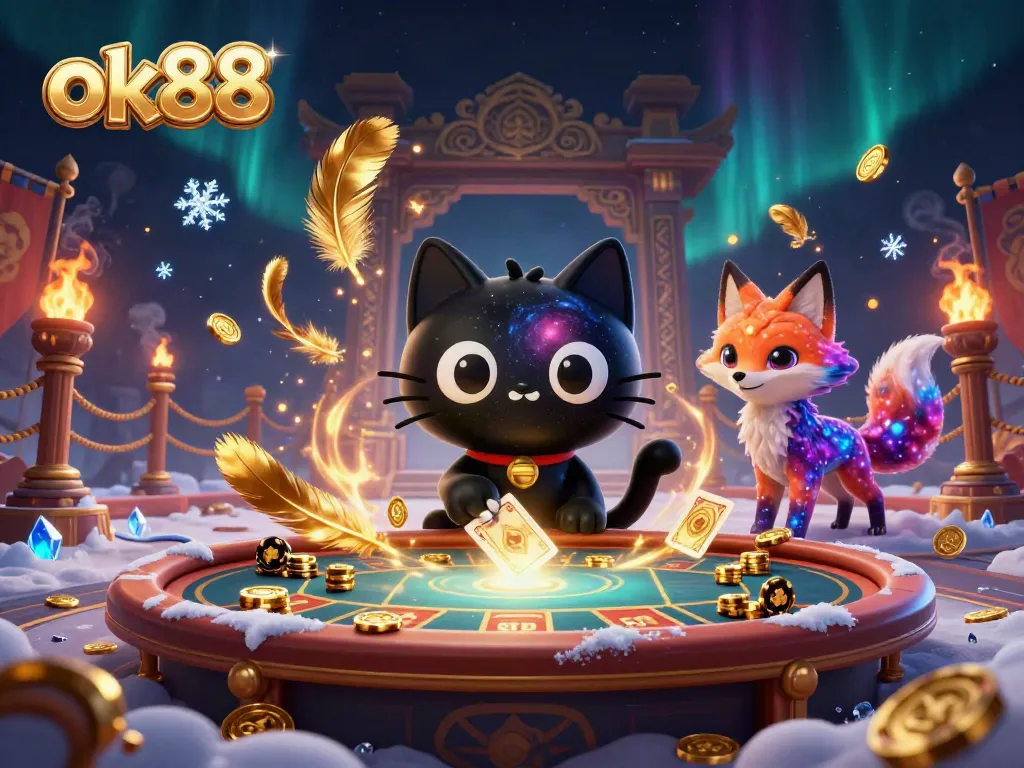 Engage in thrilling gameplay at ok88's cosmic casino with unique characters and golden chip action.