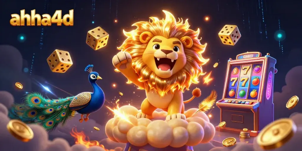 Menangkan jackpot di ahha4d dengan ilustrasi kasino yang penuh warna dan simbol keberuntungan.