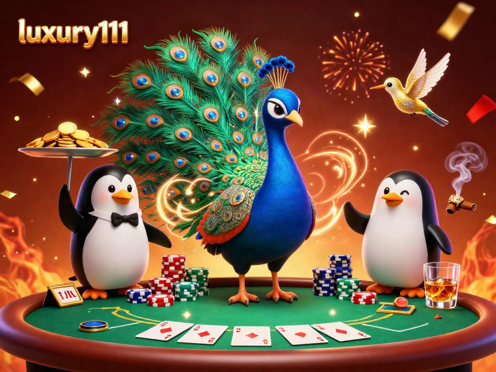 Experience luxury111 gaming with dazzling characters at a vibrant poker scene.