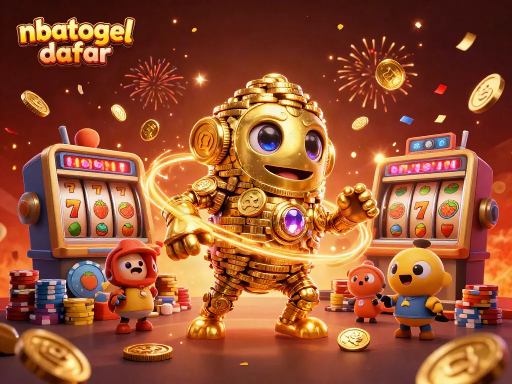 Mendaftar di nbatogel dengan pengalaman bermain slot gacor dan jackpot menggiurkan dalam ilustrasi 3D yang dinamis.