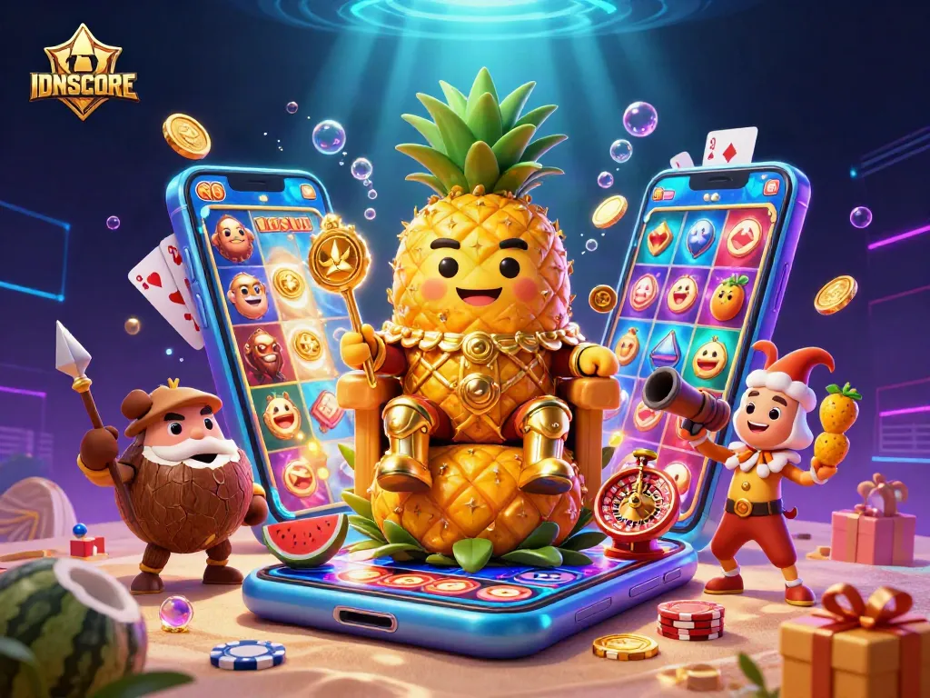 IDNSCORE excites players with golden coins, vibrant slots, and thrilling casino atmosphere