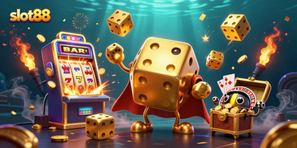 Experience thrilling gameplay with slot88 in a vibrant, immersive casino scene featuring dynamic elements.