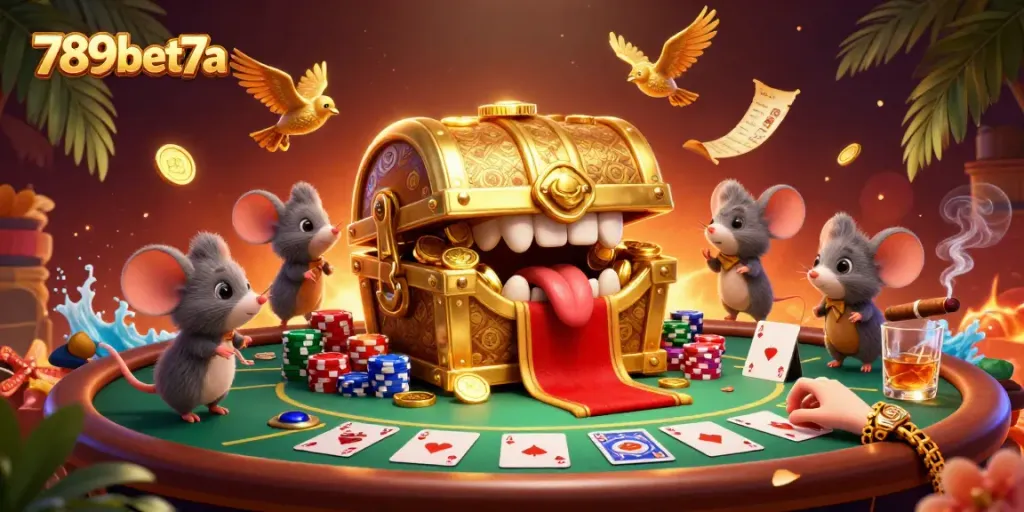 Experience the excitement of 789bet7a with vibrant casino action and playful cartoon elements.