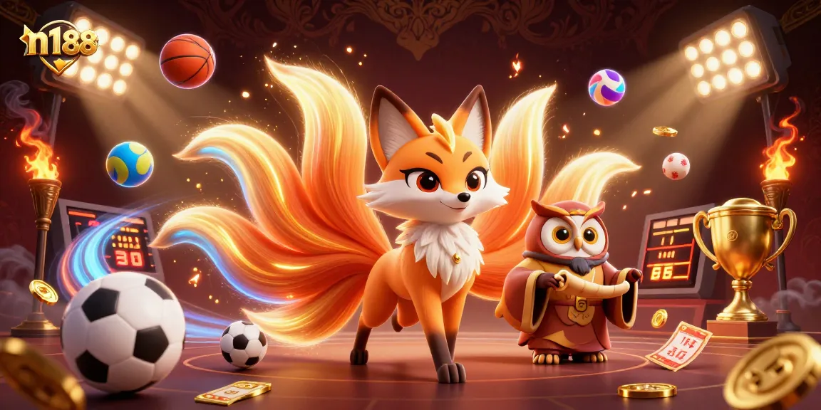 Experience thrilling action at n188 with vibrant characters and dynamic sports elements in this captivating casino illustration.