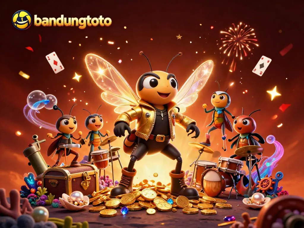 Experience the excitement at bandungtoto with a lively 3D cartoon scene filled with vibrant casino elements.