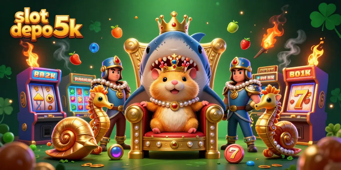 Engage with slot depo 5k while enjoying a vibrant 3D casino scene featuring interactive game elements and royal characters.